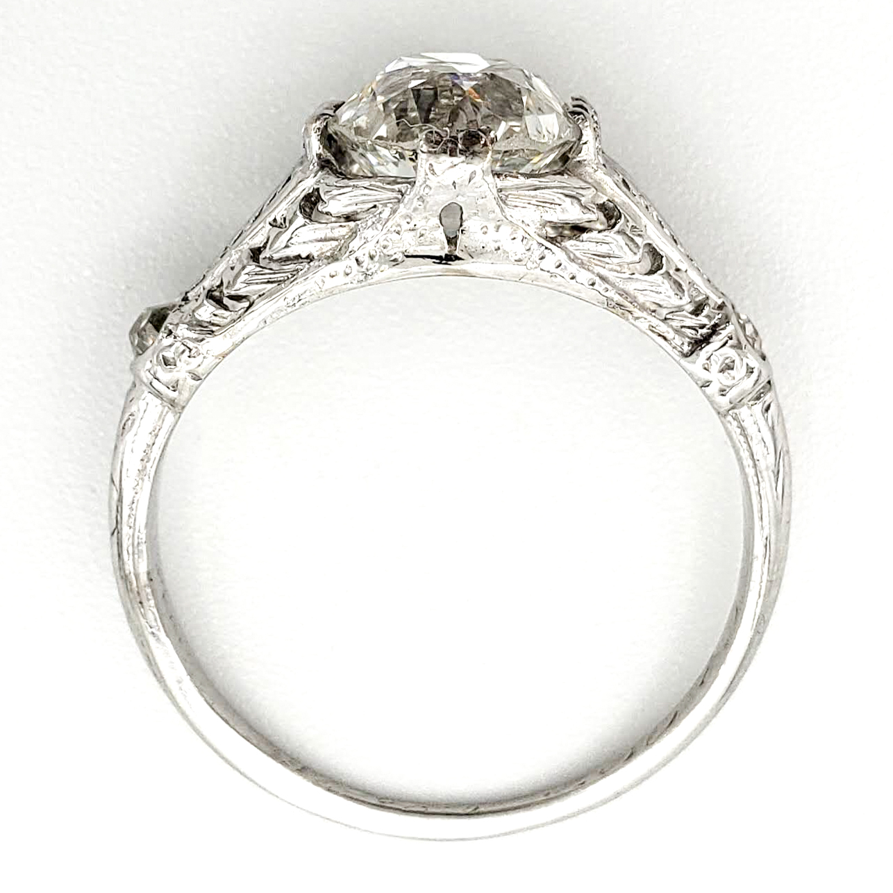 Vintage Platinum Engagement Ring With 1.42 Carat Old European Cut Diamond EGL – H SI2