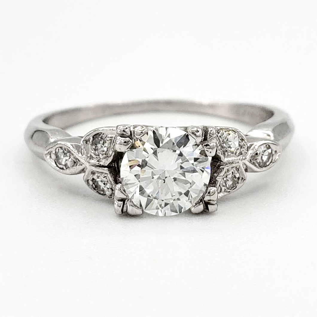 Vintage Platinum Engagement Ring With 0.69 Carat Round Brilliant Cut Diamond EGL – D VS1