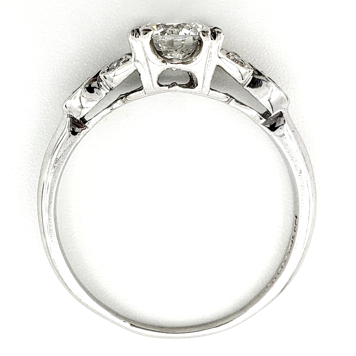 Vintage Platinum Engagement Ring With 0.69 Carat Round Brilliant Cut Diamond EGL – D VS1