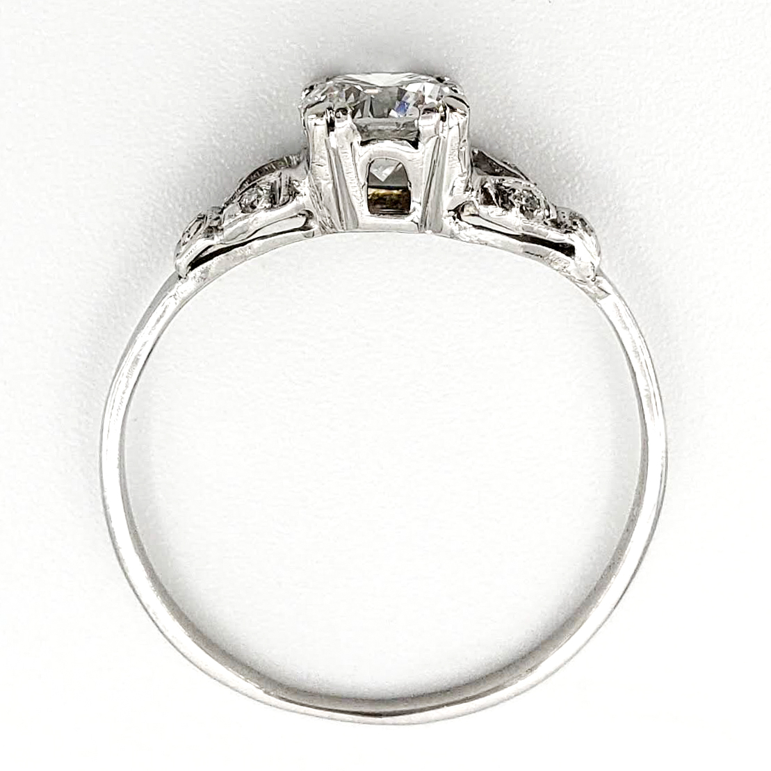 Vintage Platinum Engagement Ring With 0.60 Carat Round Brilliant Cut Diamond EGL – D SI1