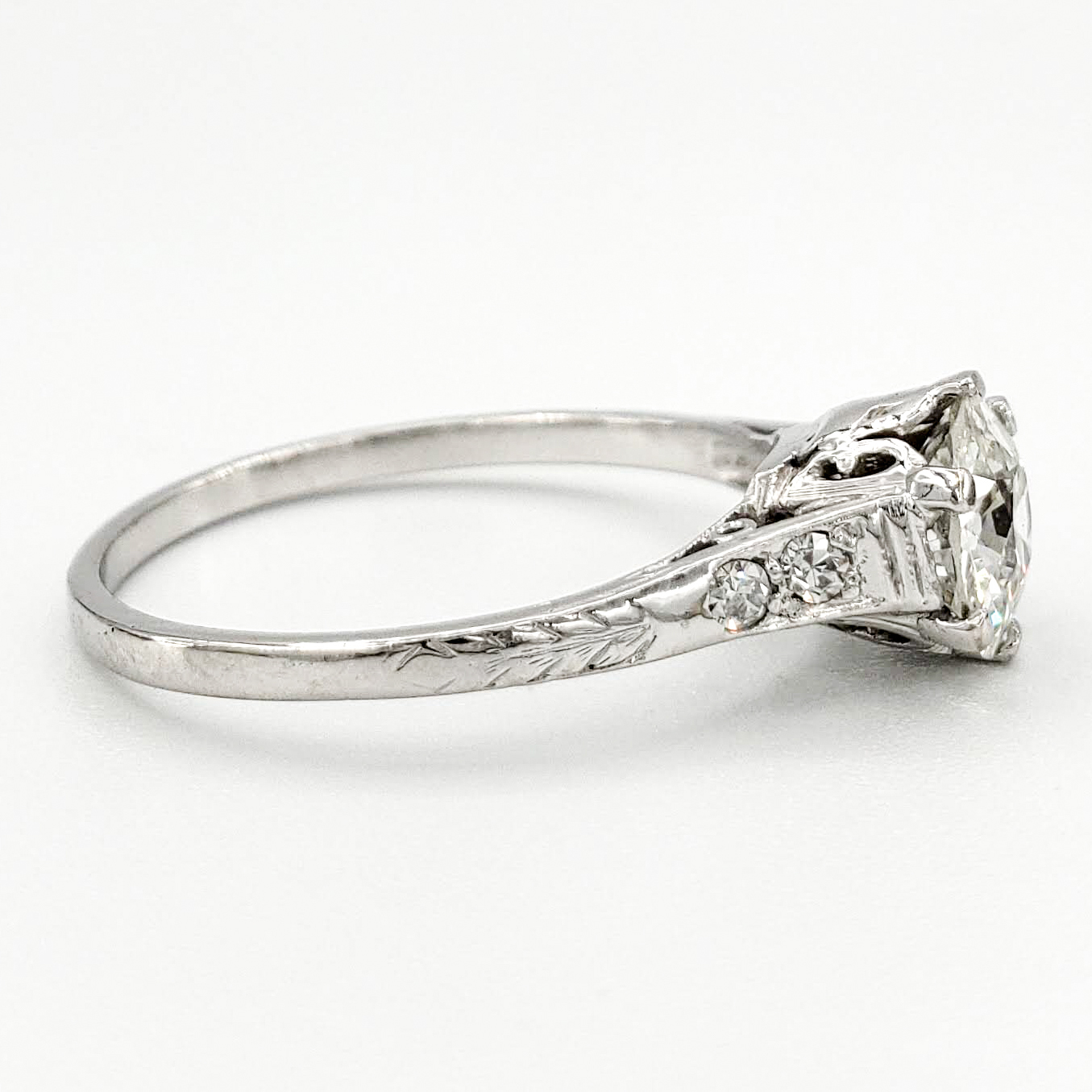 Vintage Platinum Engagement Ring With 0.76 Carat Old European Cut Diamond EGL – H VS2