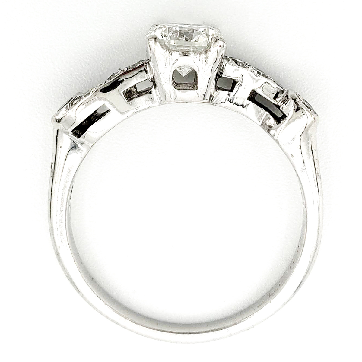 Vintage Platinum Engagement Ring With 0.81 Carat Round Brilliant Cut Diamond EGL – F SI2