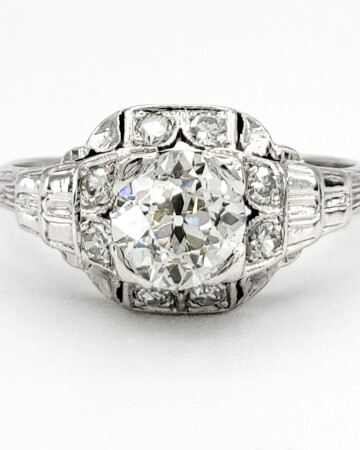 Vintage Platinum Engagement Ring With 0.69 Carat Old European Cut Diamond EGL – H VS2