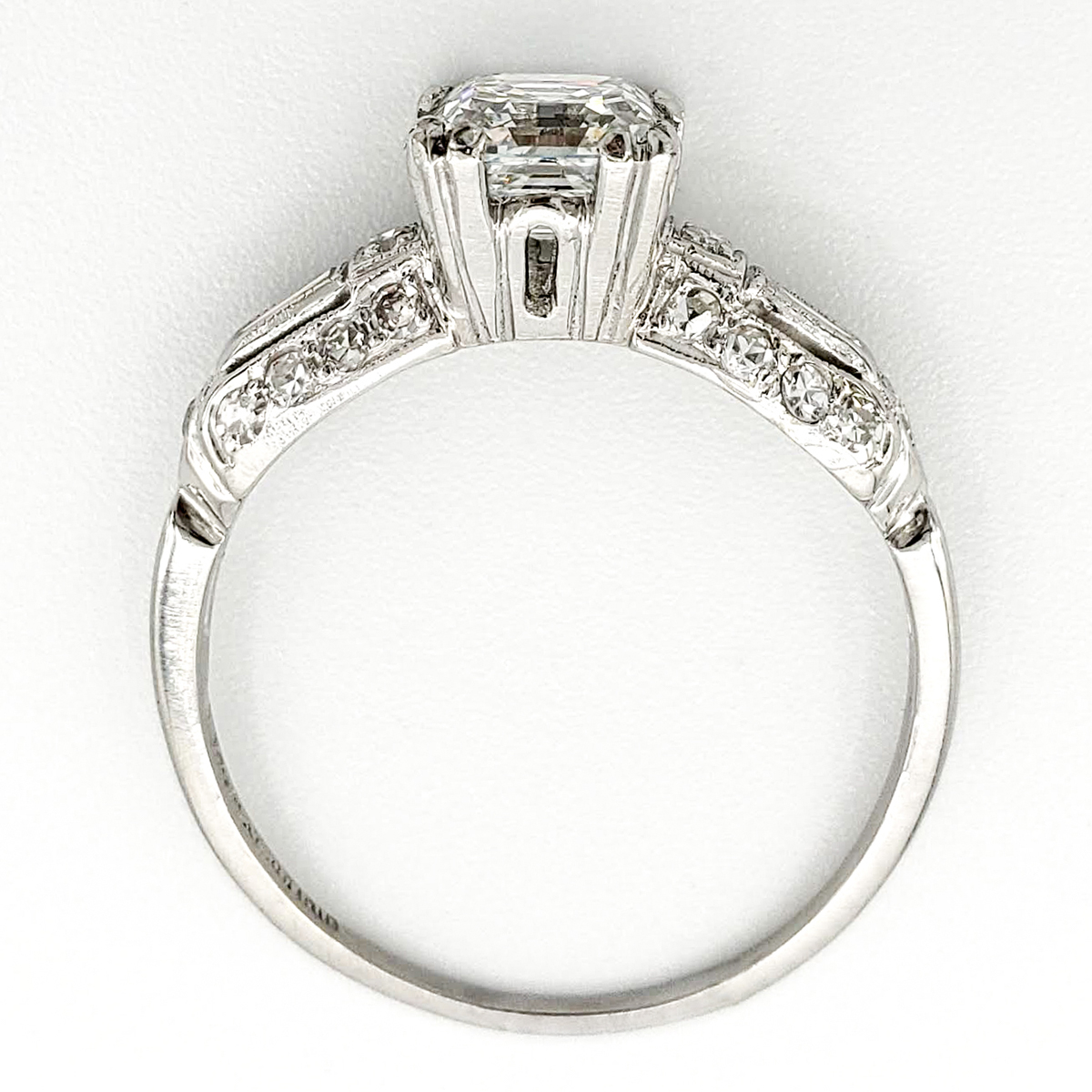 Vintage Platinum Engagement Ring With 1.01 Carat Asscher Cut Diamond GIA – F SI1