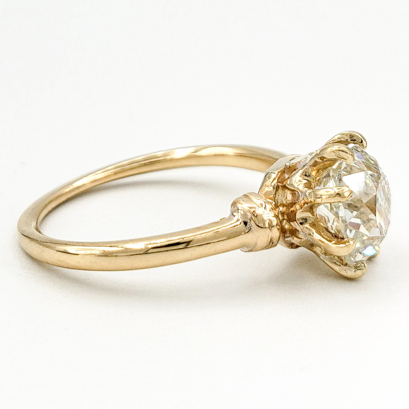 Vintage 18 Karat Engagement Ring With 1.63 Carat Old European Cut Diamond GIA – L SI2