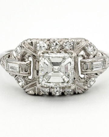 vintage-platinum-engagement-ring-with-0-69-carat-asscher-cut-diamond-gia-f-si1