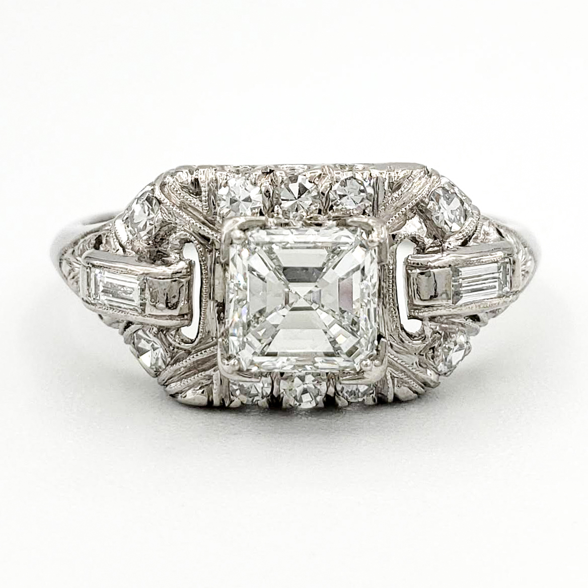 vintage-platinum-engagement-ring-with-0-69-carat-asscher-cut-diamond-gia-f-si1
