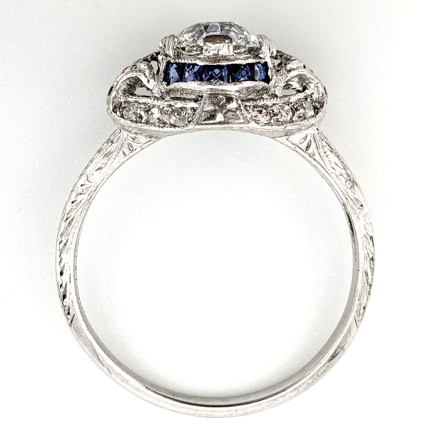 Vintage Platinum Engagement Ring With 0.91 Carat Old European Cut Diamond GIA – E SI2