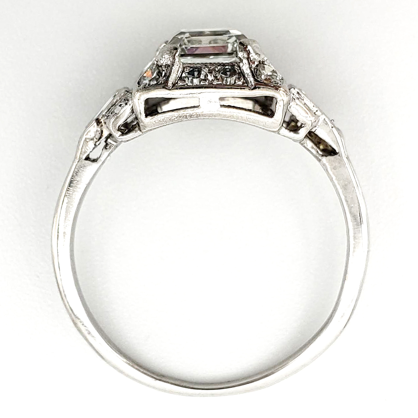 Vintage Platinum Engagement Ring With 1.05 Carat Asscher Cut Diamond GIA – H VS1