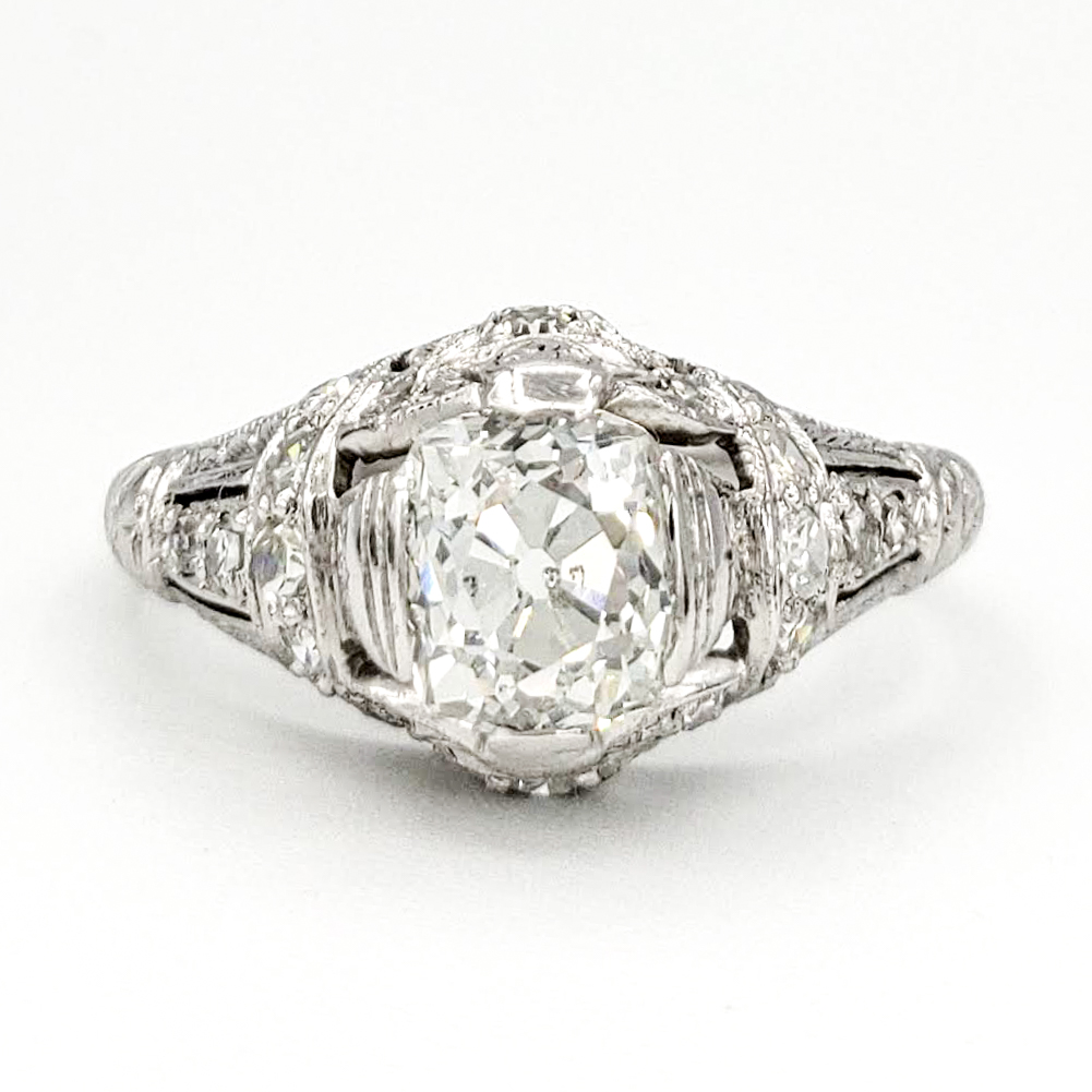 vintage-platinum-engagement-ring-with-1-23-old-mine-cut-diamond-egl-g-si1