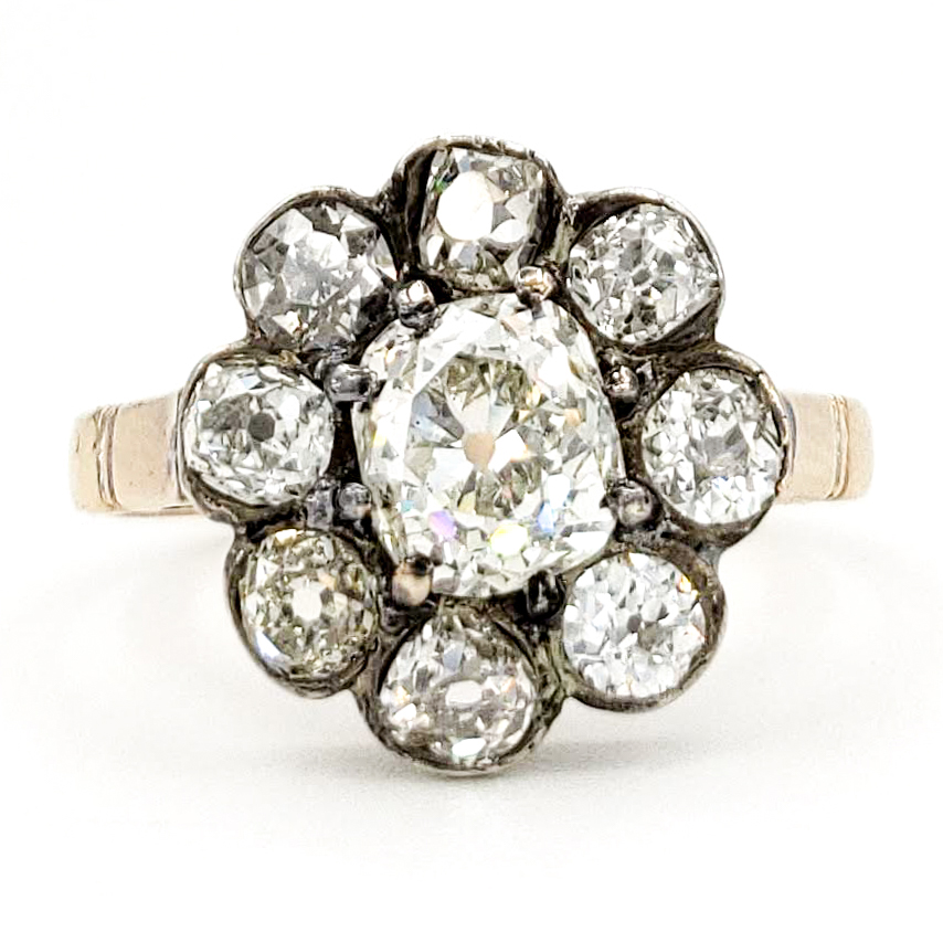 vintage-18-karat-engagement-ring-with-0-99-carat-old-mine-cut-diamond-egl-h-si2