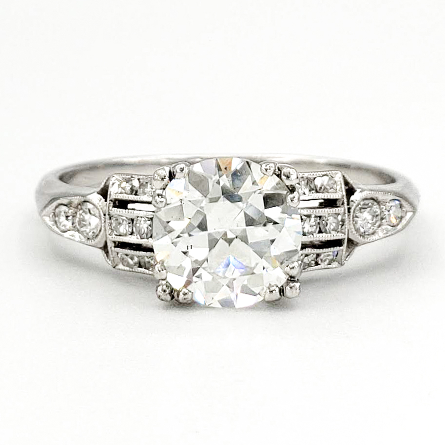 vintage-platinum-engagement-ring-with-1-22-carat-old-european-cut-diamond-gia-h-si1