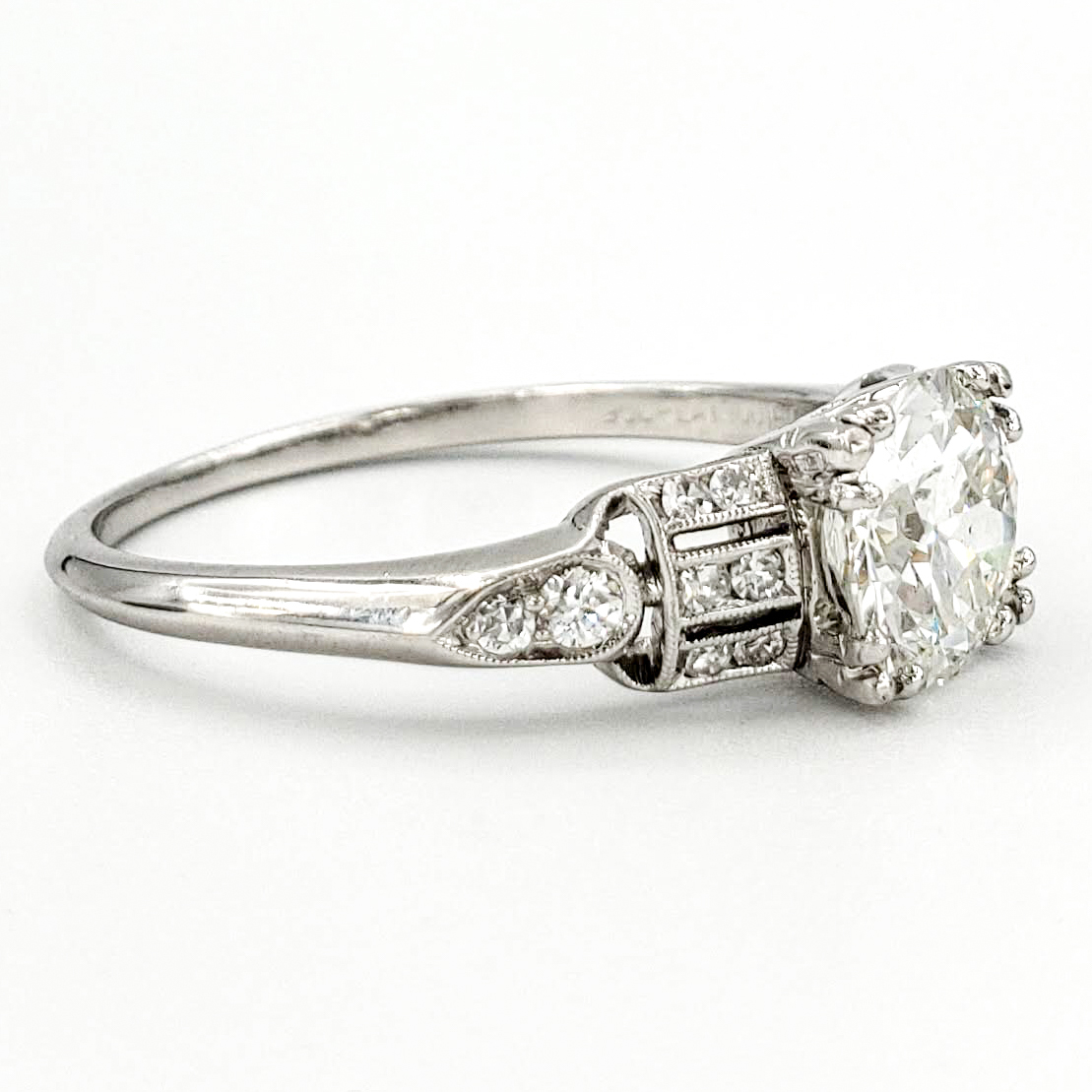 vintage-platinum-engagement-ring-with-1-22-carat-old-european-cut-diamond-gia-h-si1