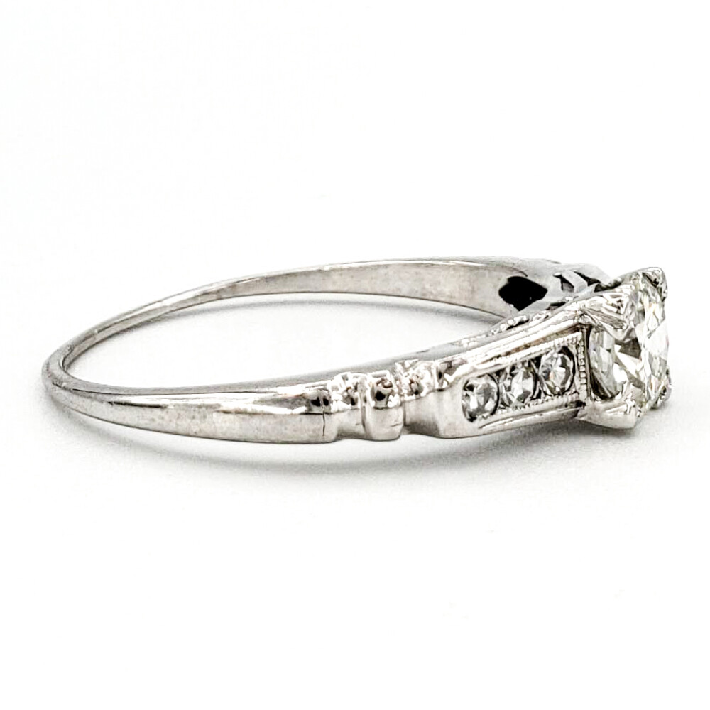 Vintage Platinum Engagement Ring With 0.46 Carat Old European Cut ...
