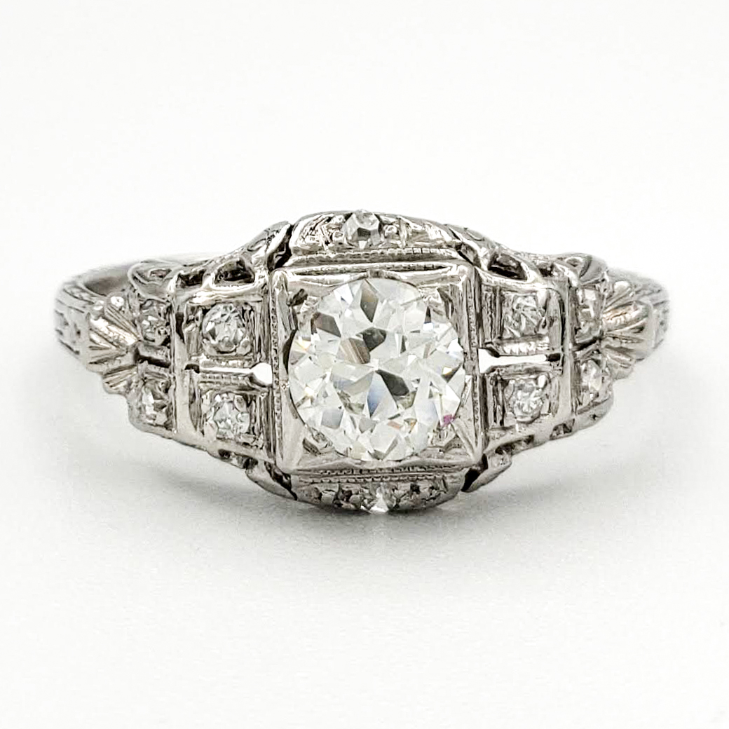vintage-platinum-engagement-ring-with-0-32-carat-old-european-cut-diamond-egl-h-vs2