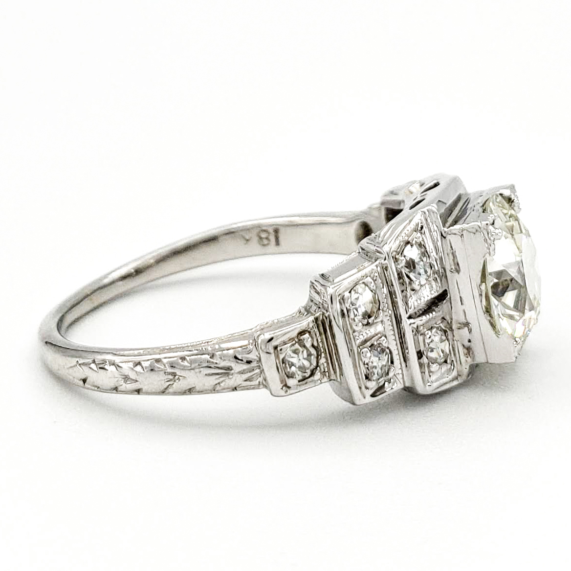 vintage-18-karat-gold-engagement-ring-with-1-00-carat-old-european-cut-diamond-egl-k-si1