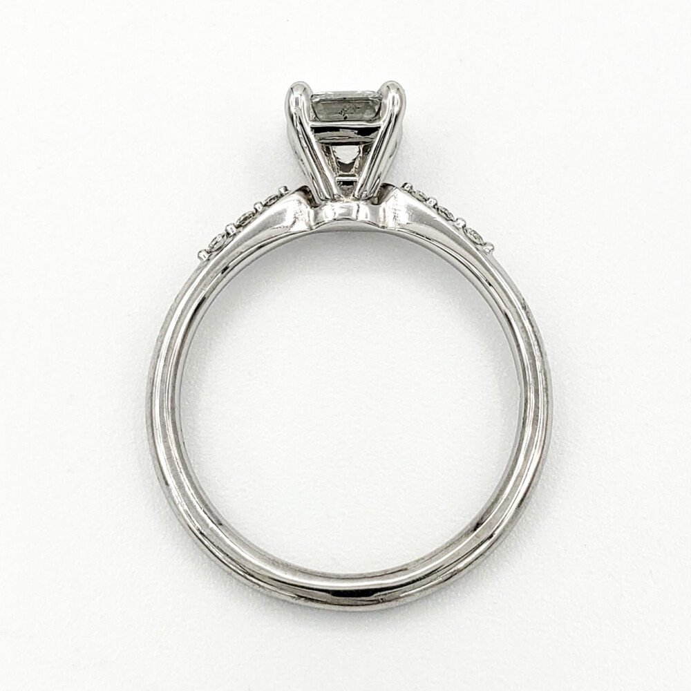 Estate Platinum Engagement Ring With 0.73 Carat Square Step Cut Diamond ...