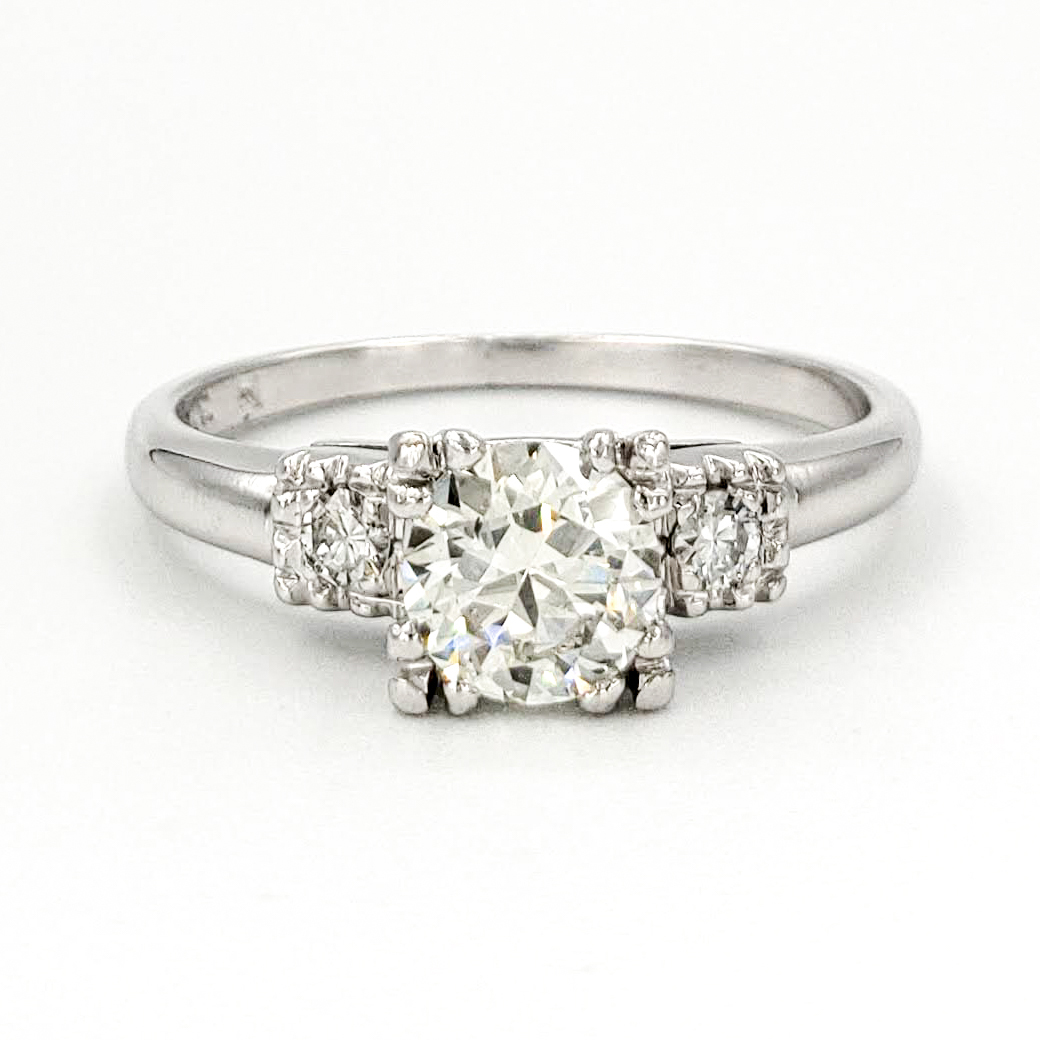 Vintage Platinum Engagement Ring With 0.48 Carat Old European Cut Diamond EGL - J VS2
