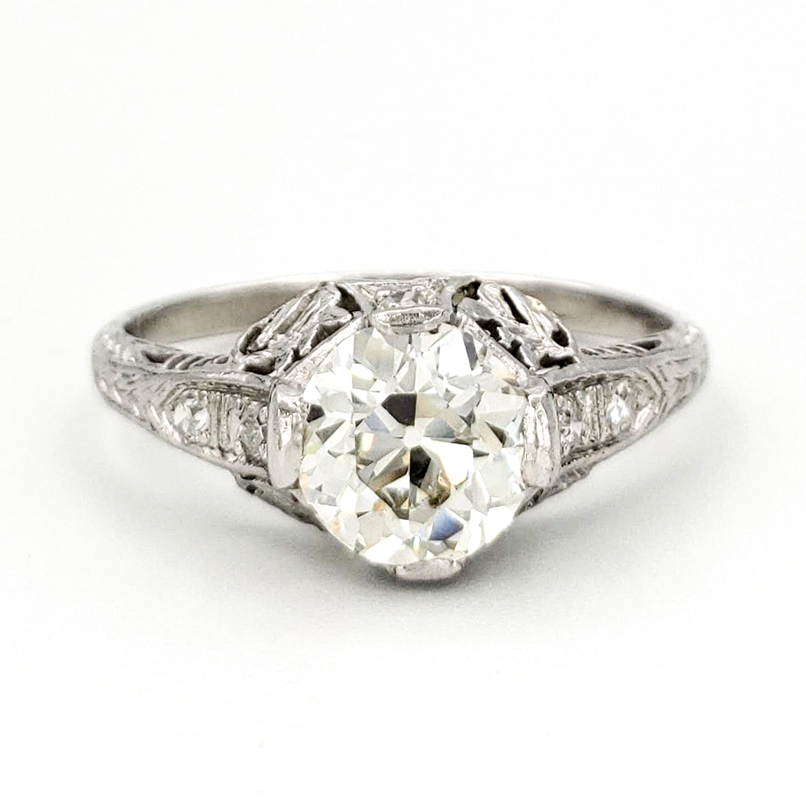 vintage-platinum-engagement-ring-with-1-19-carat-old-european-cut-diamond-gia-j-si1