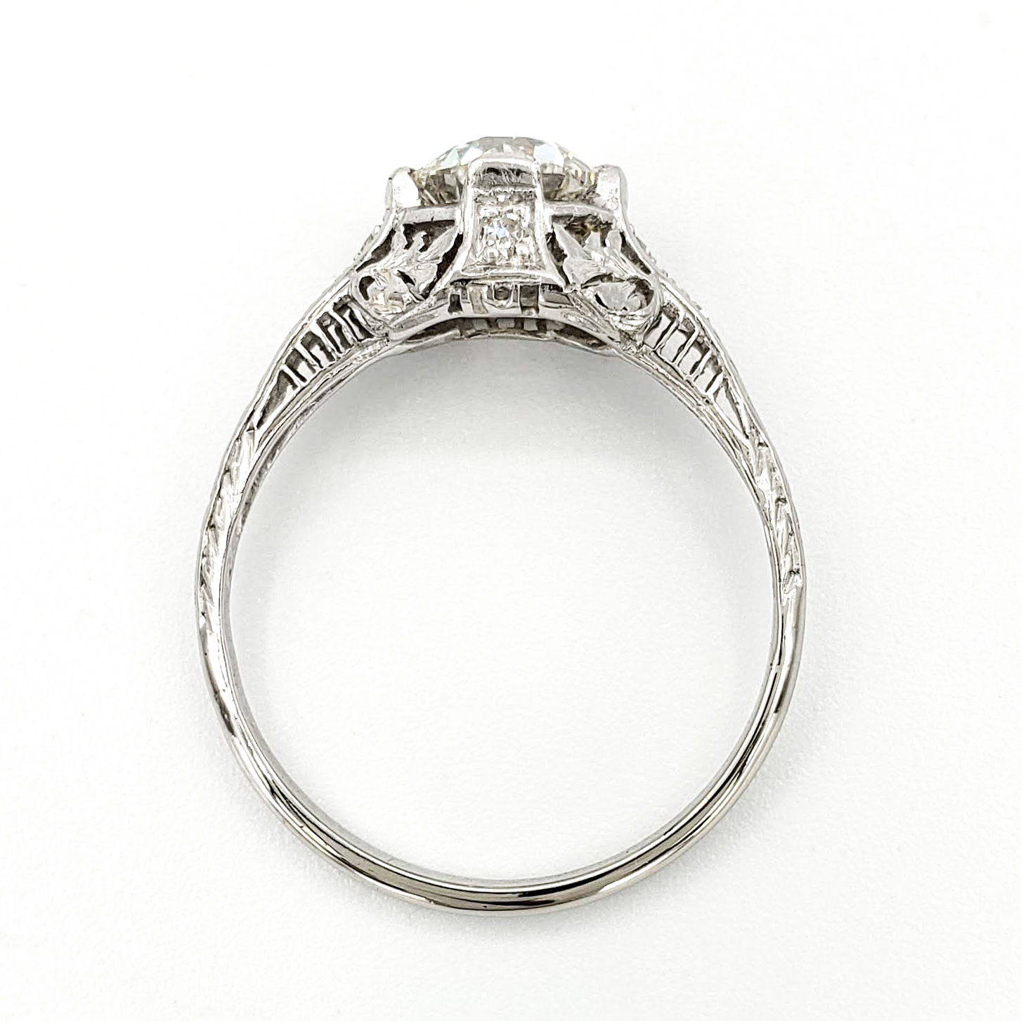 vintage-platinum-engagement-ring-with-1-19-carat-old-european-cut-diamond-gia-j-si1