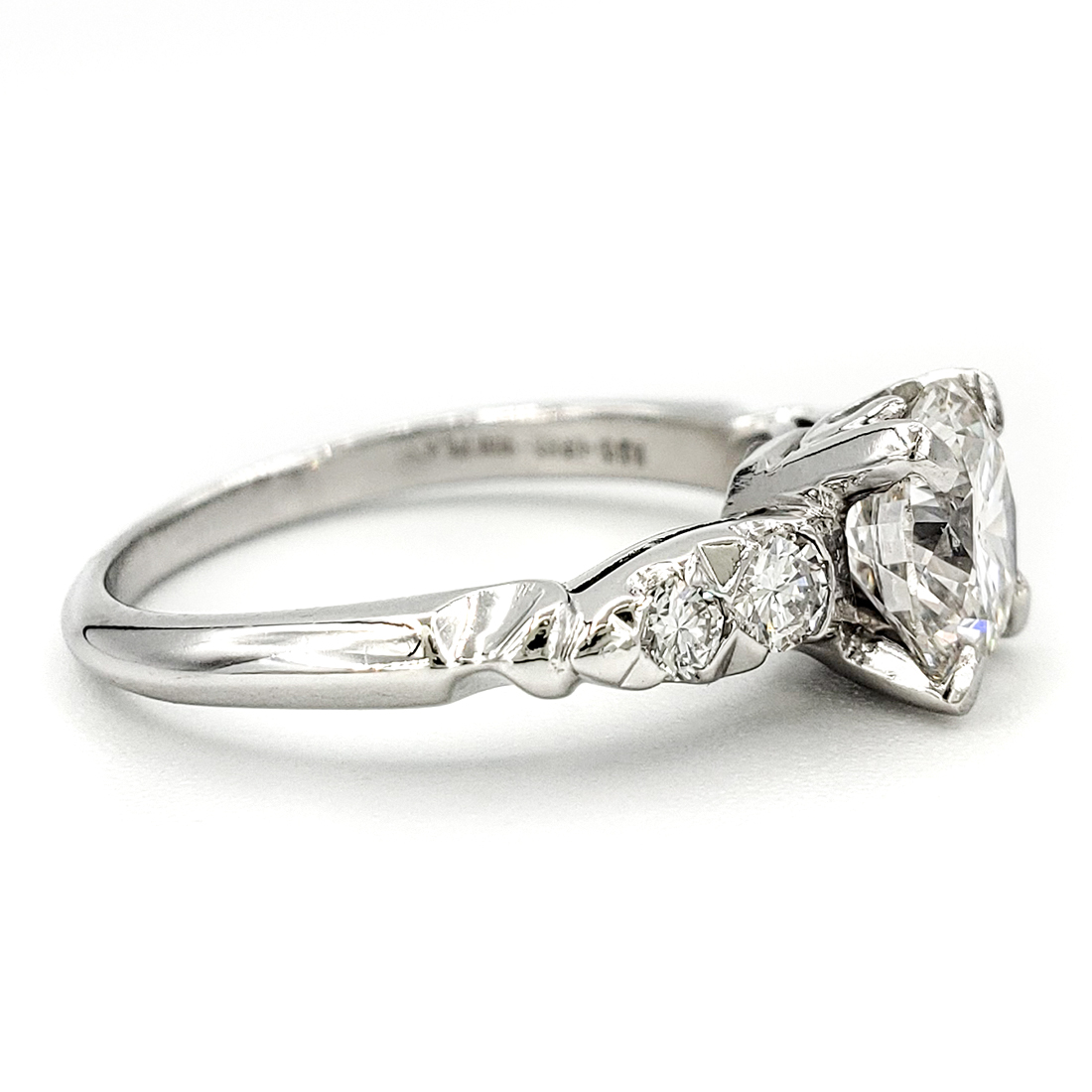 Vintage Platinum Engagement Ring With 1.17 Carat Round Brilliant Cut ...